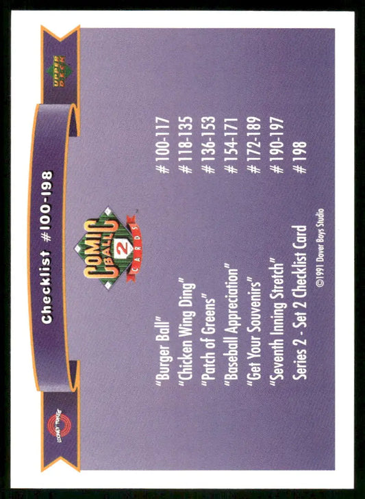 Baseball card checklist for 1991 Upper Deck Looney Tunes #198 collectible card