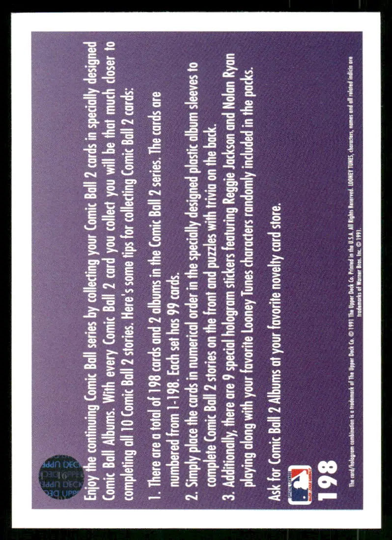 Collectible trading card with collection info for 1991 Upper Deck Looney Tunes #198