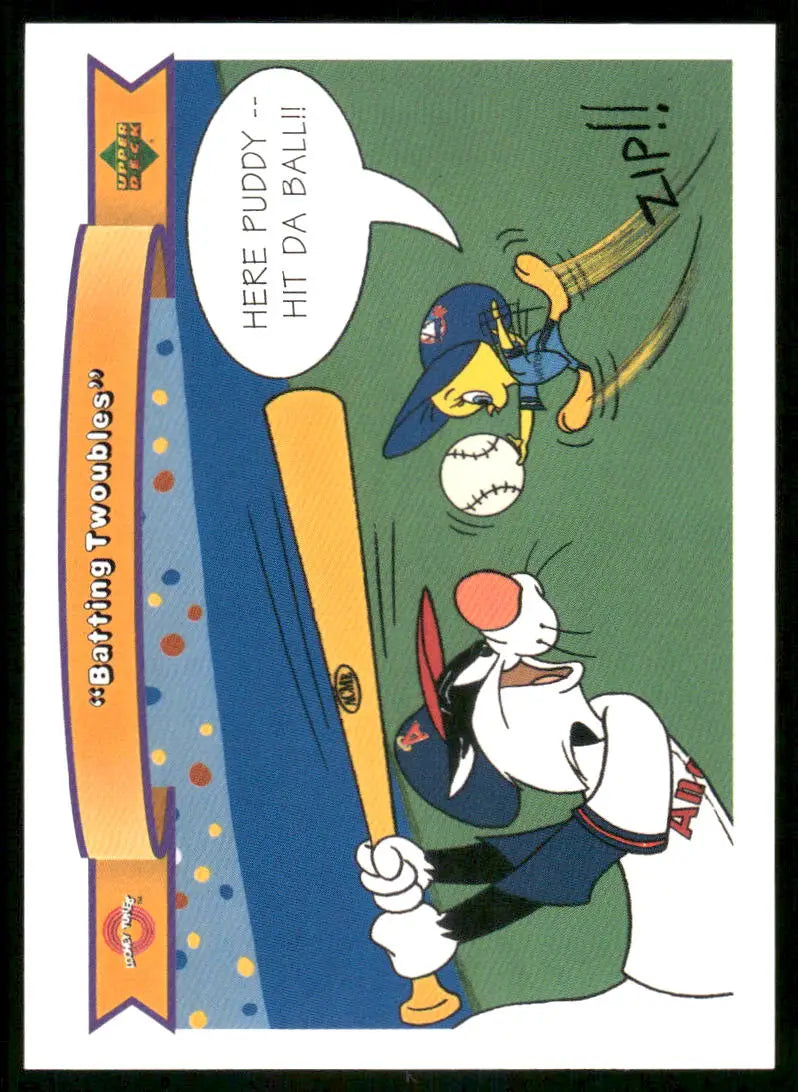 Colorful baseball-themed trading card from 1991 Upper Deck Looney Tunes collection