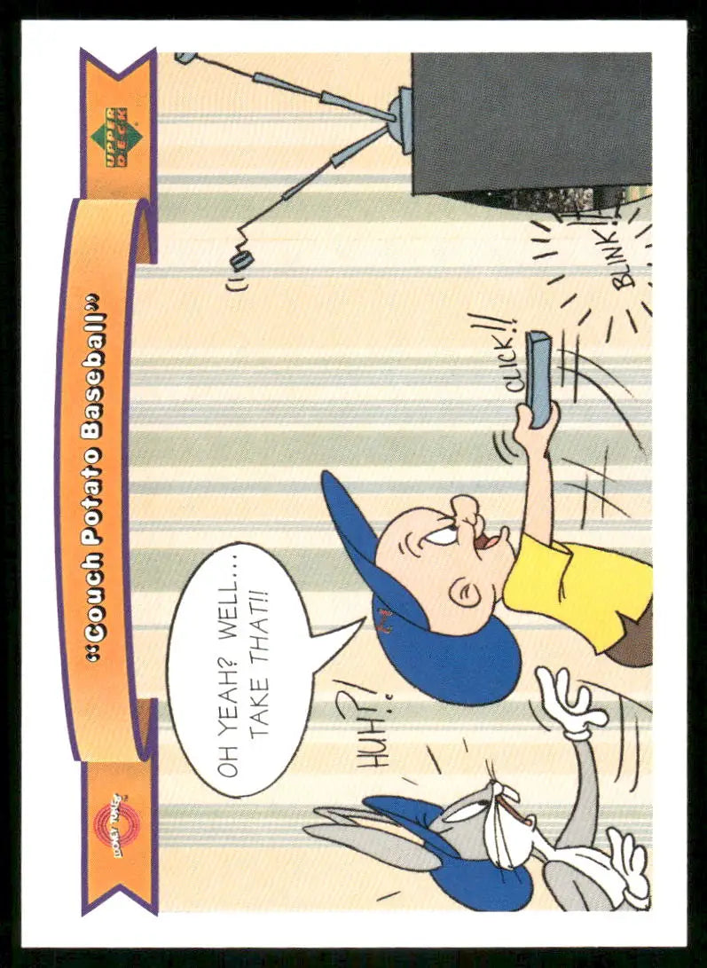 Baseball-themed trading card featuring Bugs Bunny and Elmer Fudd from 1991 Upper Deck Looney Tunes