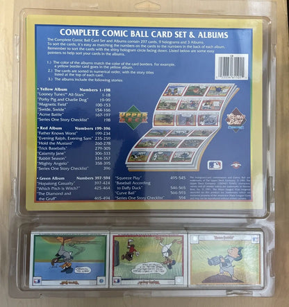 Complete 1991 Upper Deck Looney Tunes Comic Ball card set with sample cards displayed