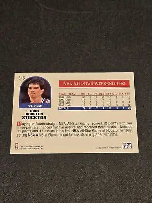 1992-93 Hoops John Stockton basketball card showcasing a classic NBA collectible