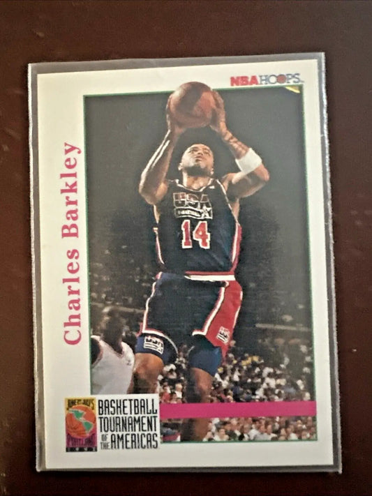 Charles Barkley NBA Hoops basketball card from 1992-93 Skybox set featuring NBA Tournament of the Americas
