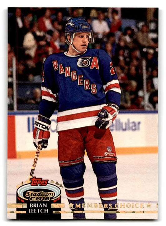 Brian Leetch 1992-93 Stadium Club #248 trading card featuring the NHL legend