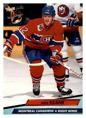 Hockey player in action on 1992-93 Ultra trading card featuring Mike Keane