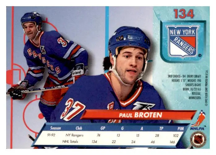 1992-93 Ultra #134 Paul Broten - Trading Card