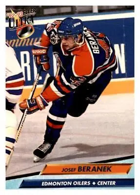 Hockey player card featuring Josef Beranek from 1992-93 Ultra trading cards
