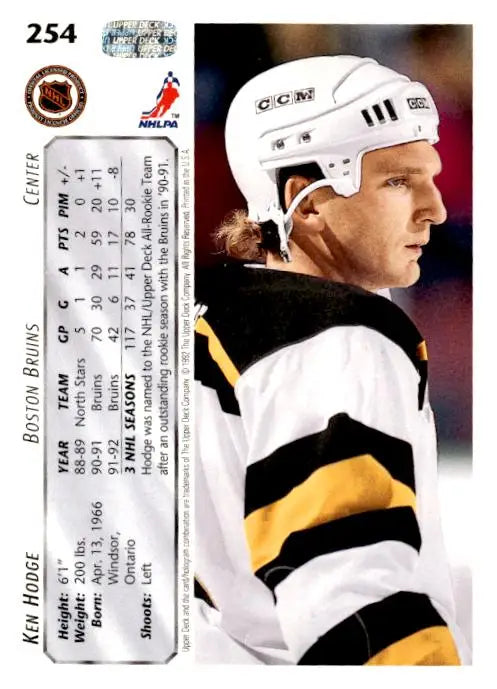 1992-93 Upper Deck #254a Ken Hodge - Trading Card