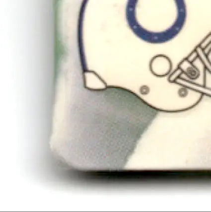 White football helmet with blue horseshoe logo from 1992 Action Packed Football Rookie Update Jeff George Colts