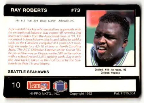 1992 Action Packed Rookie Update #10 Ray Roberts Seattle Seahawks football card original gloss