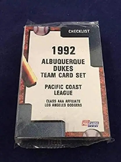 Sealed 1992 Albuquerque Dukes team card set featuring Mike Piazza and Pedro Martinez