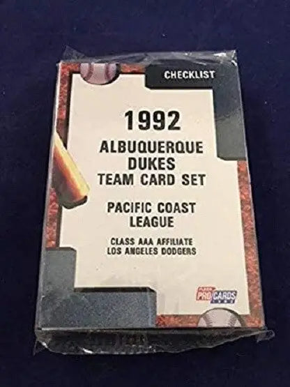 Sealed 1992 Albuquerque Dukes team card set featuring Mike Piazza and Pedro Martinez