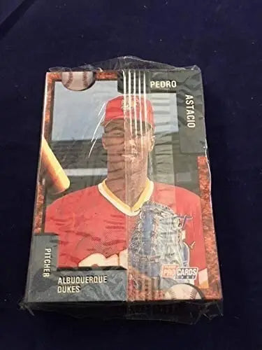 Sealed Pedro Astacio baseball card pack from Albuquerque Dukes team card set 1992