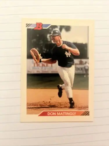 Don Mattingly 1992 Bowman trading card #340 featuring the iconic Yankees player