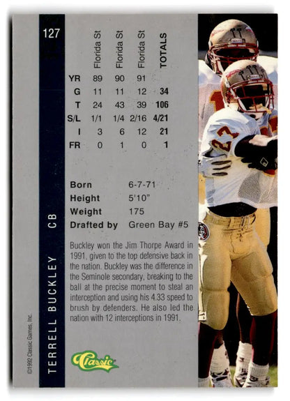 1992 Classic Four Sport #127 Terrell Buckley - Trading Card