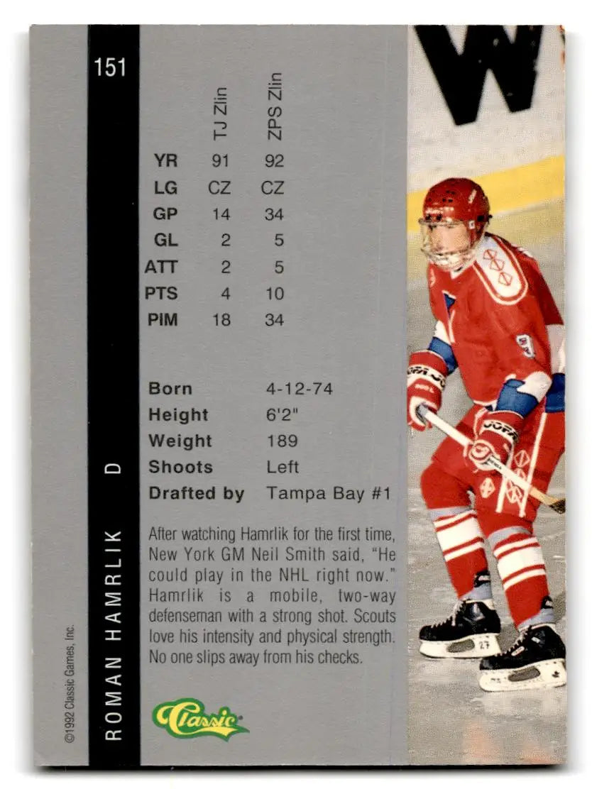 1992 Classic Four Sport #151 Roman Hamrlik - Trading Card