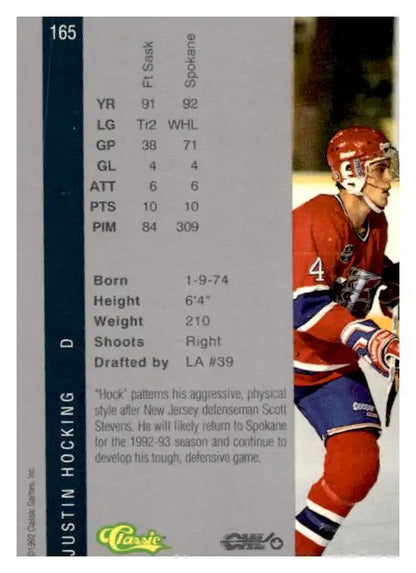 1992 Classic Four Sport #165 Justin Hocking - Trading Card