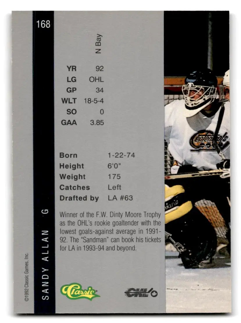 1992 Classic Four Sport #168 Sandy Allan - Trading Card