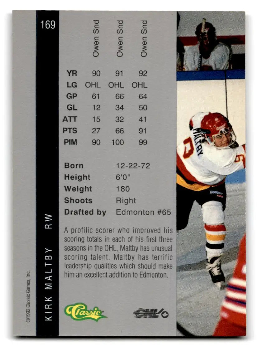 1992 Classic Four Sport #169 Kirk Maltby - Trading Cards