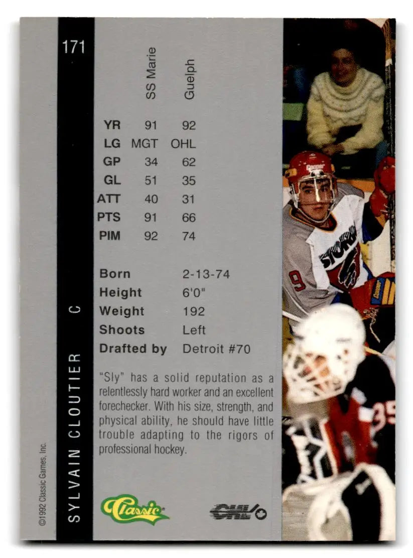 1992 Classic Four Sport #171 Sylvain Cloutier - Trading Card