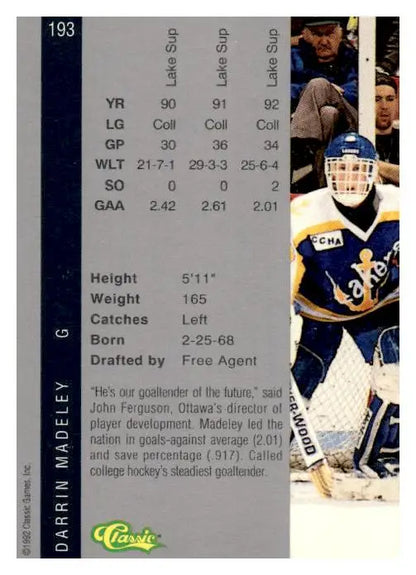 1992 Classic Four Sport #193 Darrin Madeley - Trading Card