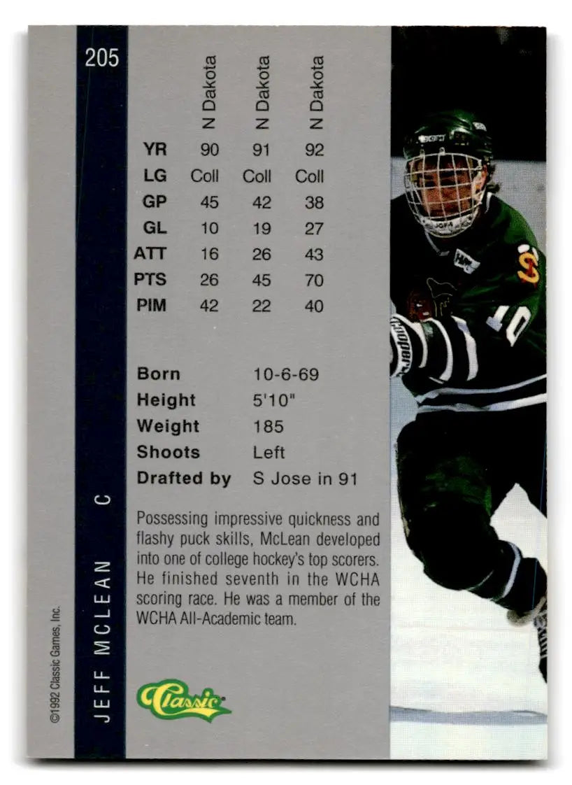 1992 Classic Four Sport #205 Jeff McLean - Trading Card