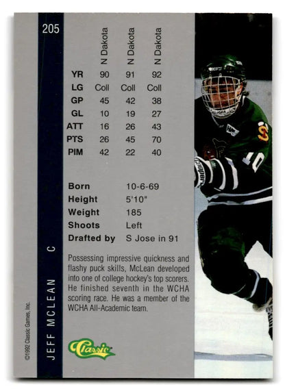 1992 Classic Four Sport #205 Jeff McLean - Trading Card