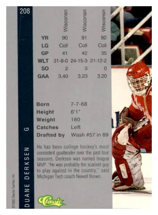 1992 Classic Four Sport #208 Duane Derksen - Collectible Trading Card
