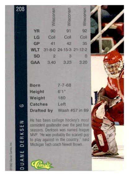 1992 Classic Four Sport #208 Duane Derksen - Collectible Trading Card