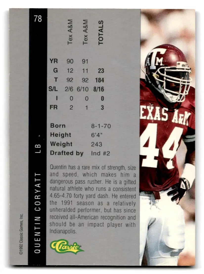 1992 Classic Four Sport #78 Quentin Coryatt - Trading Card