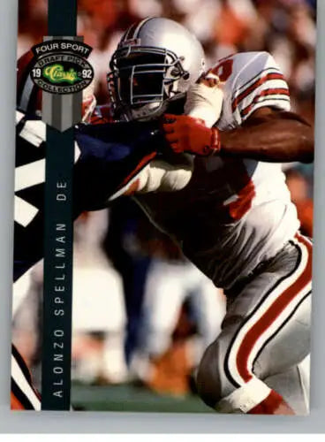 1992 Classic Four Sport Alonzo Spellman football trading card with original gloss