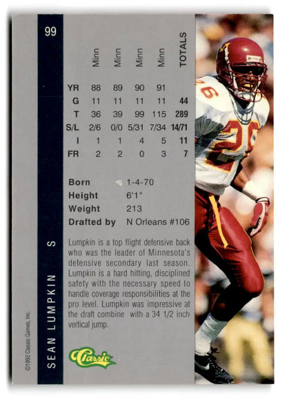 1992 Classic Four Sport #99 Sean Lumpkin - Trading Cards