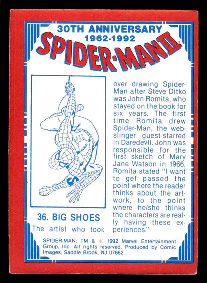 1992 Spider-Man 30th Anniversary trading card from Comic Images Big Shoes series