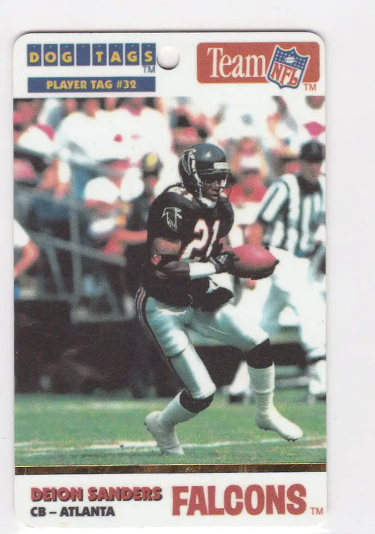 Deion Sanders Atlanta Falcons dog tags featuring 1992 card design