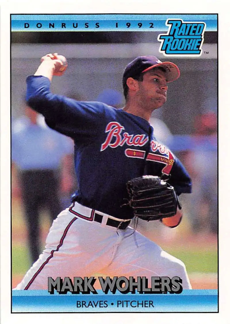 1992 Donruss baseball card of Mark Wohlers pitching for the Atlanta Braves