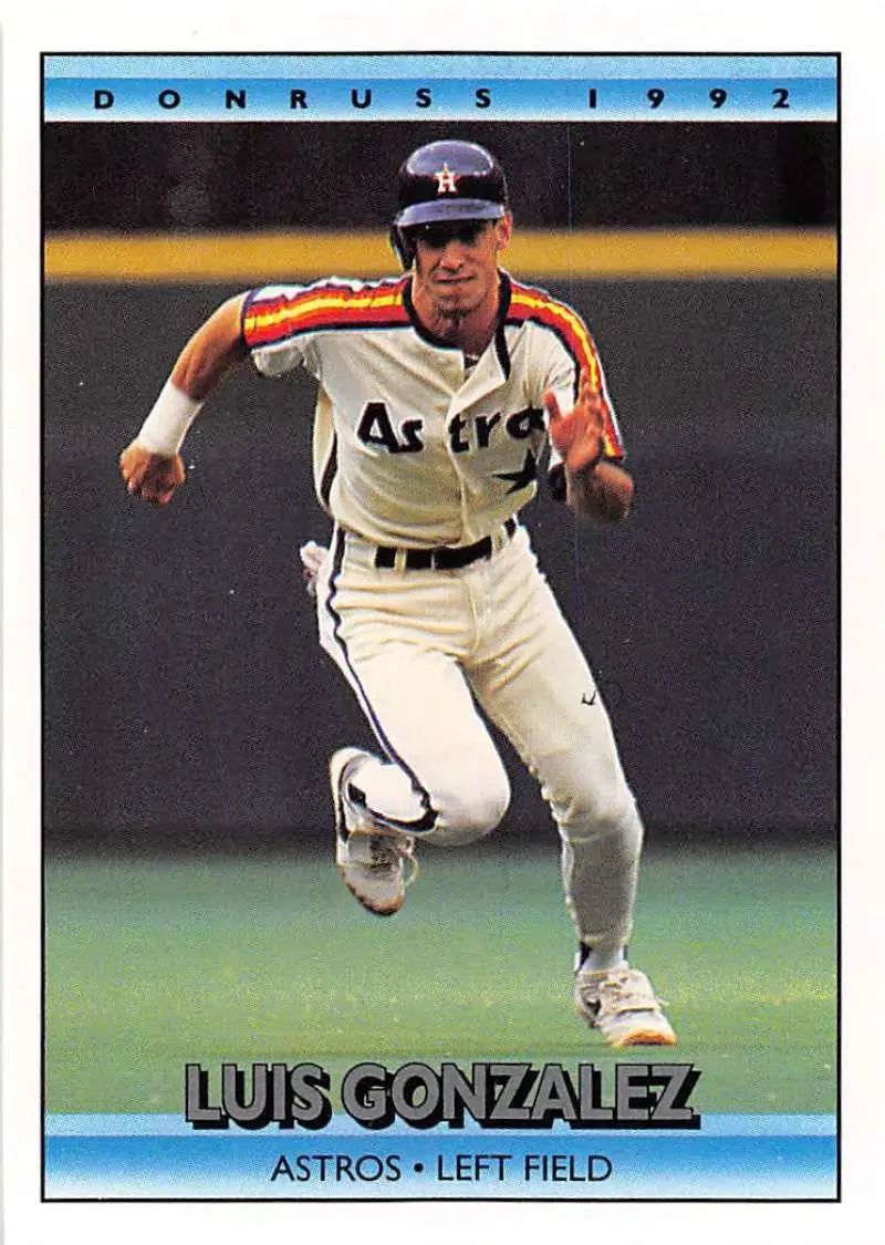 1992 Donruss Luis Gonzalez Houston Astros Baseball Card in white and orange uniform