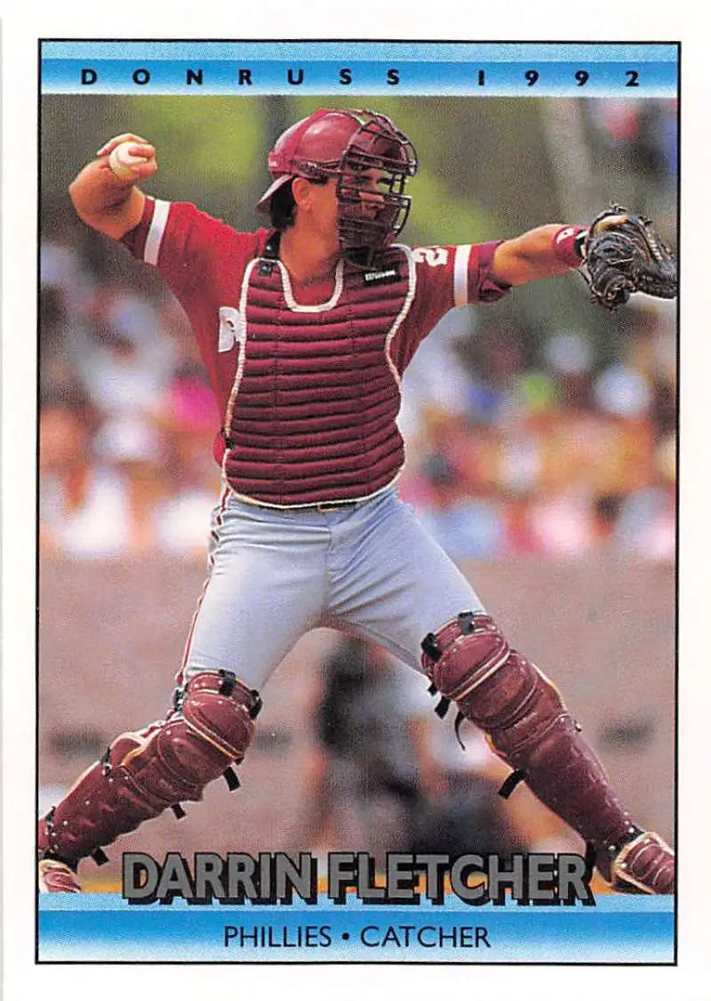 Baseball card featuring Darrin Fletcher as a catcher for the Philadelphia Phillies