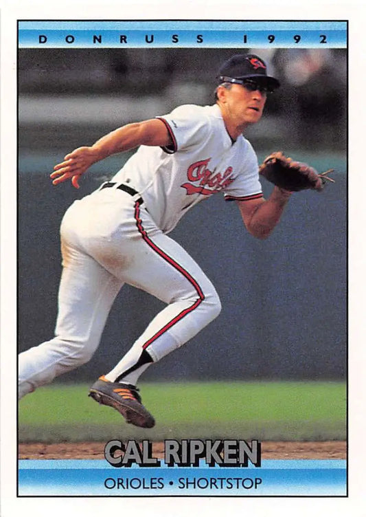 1992 Donruss Cal Ripken Jr. fielding pose baseball card for Baltimore Orioles fans