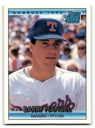 Texas Rangers baseball card of Barry Manuel with original gloss from 1992 Donruss