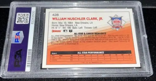 Graded William Nuschler Clark, Jr. signed card PSA 6/9 DNA slabbed auto from 1992 Donruss