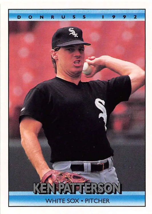 1992 Donruss Ken Patterson baseball card featuring a Chicago White Sox pitcher in black uniform