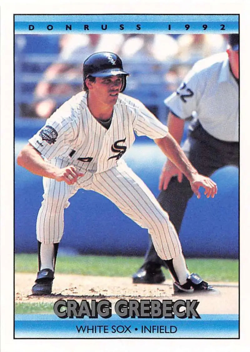 Chicago White Sox baseball card of infielder Craig Grebeck in pinstriped uniform