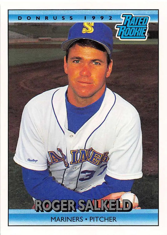 1992 Donruss baseball card of Roger Salkeld, pitcher for the Seattle Mariners