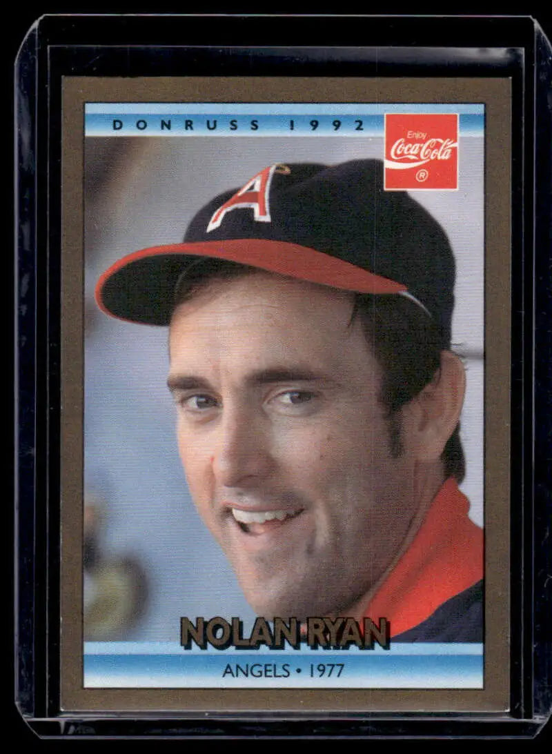 1992 Donruss Baseball Card featuring Nolan Ryan of the California Angels in team cap