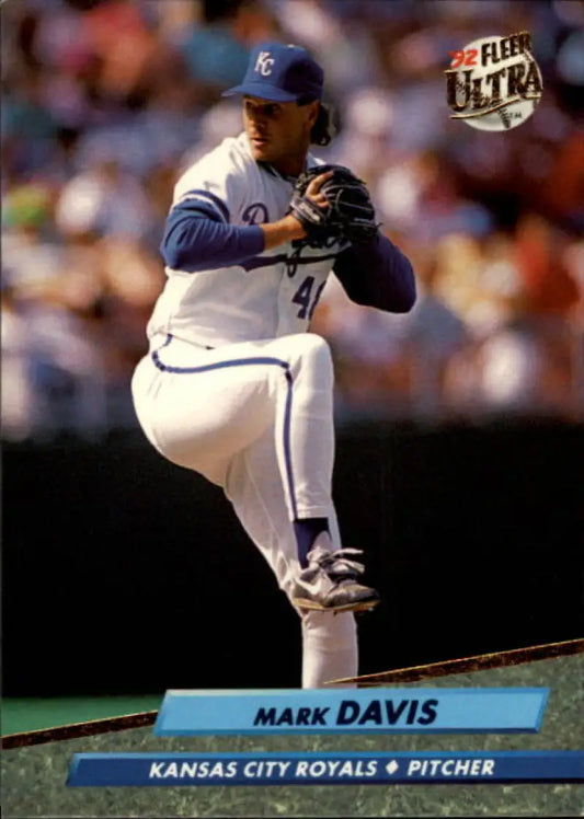 Kansas City Royals pitcher Mark Davis in mid-windup from 1992 Fleer Ultra card