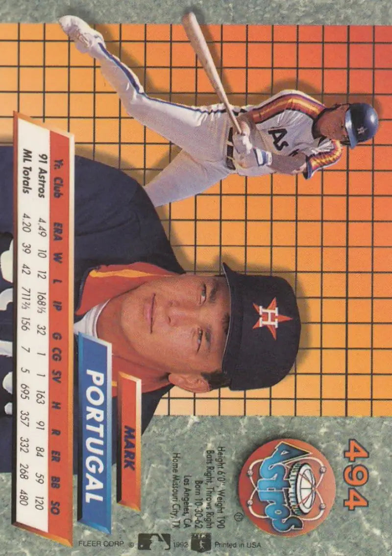 1992 Fleer Ultra Mark Portugal batting action card for Houston Astros collectors
