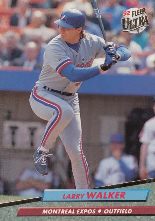 Larry Walker Montreal Expos baseball card from the 1992 Fleer Ultra series at bat