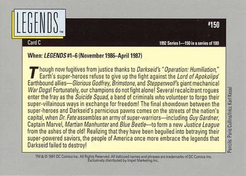 1992 Impel DC Comics Cosmic #150 Legends NM-MT ID:78718