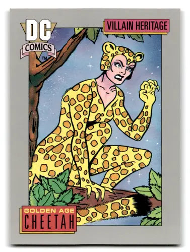 Vintage DC Comics trading card featuring Golden Age Cheetah from Impel DC Comics Cosmic series