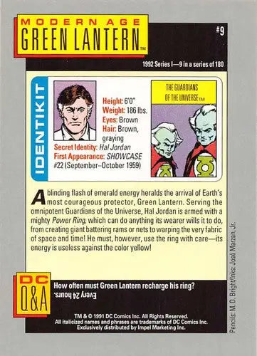 Vintage Green Lantern trading card with original gloss from Impel DC Comics Cosmic series
